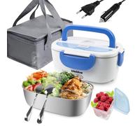 kisidus Electric Heated Cigarette Lighter Lunch Box 60W Lunch Box 220V 12/24V 1.5L for Home Car - Blue