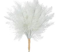 kiskick 20Pcs Artificial Pine Needles Branche,Christmas Pine Tree 10x5 Inch Christmas Foliage DIY Home Decoration Xmas Pine Twig Pick Branch for DIY Wreath Garland Crafting Christmas Greenery White