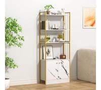 kiskick Bookshelf with Doors, Industrial Wooden Bookcase with Storage, Multipurpose Shelf 4-Tier Open Book Shelves, Ideal Bookcases for Living Room, Home Office, Bedroom, Home Office White