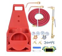 kiskick Oxy Acetylene Torch Kit, Oxy Acetylene Gas Welding Outfit Tote Kit, Portable Acetylene Welding Cutting Torch Kit, Oxygen & Acetylene Torch Kit, Gas Cylinder Welding Cutting Tools Red