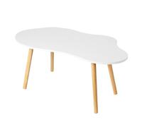 kiskick Small Coffee Table,Modern Coffee Tables Rustic Farmhouse Tea Tables,Cloud Shape Living Room Center Minimalist Display Coffees Table,Soild White Wooden legs for Home Office Easy Assembly White