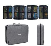 KISLANE Board Game Carrying Case with 18 Pockets for Board Games, Pieces, Tokens, Cards and More, Expandable Board Game Storage Solution for Travel, Party, Gathering (Grey)