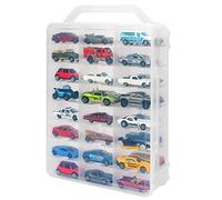 KISLANE Double Sided Storage Case for 48 Toy Cars, Matchbox Cars, Portable Transparent Storage Case with 48 Compartments, Case Only (Transparent)