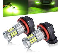 KISLED Super Bright 3000lm H8 H11 LED Fog Lights Bulbs DRL High Power 3030 Chips with Projector Lens Replacement for Cars Trucks, Lemon Green