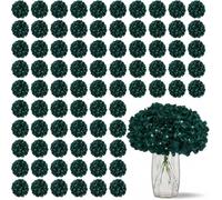 KISLOHUM 100Pcs EmeraldGreen Hydrangea Artificial Flowers Heads Fake Hydrangea Silk Flowers for Wedding Centerpieces Bouquets DIY Floral Decor Home Decoration with Stems