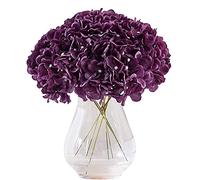 KISLOHUM 10Pcs Artificial Silk Hydrangea Flower Plum Hydrangea Silk Flowers with Stems for Wedding Bridal Show Centerpieces Bouquets DIY Floral Decor Home Decoration
