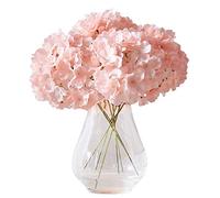 Kislohum Artificial Hydrangea Flowers Blush Heads 10 Fake Hydrangea Silk Flowers for Wedding Centerpieces Bouquets DIY Floral Decor Home Decoration with Stems(VASE NOT Included)