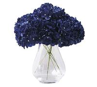 Kislohum Artificial Hydrangea Flowers Navy Blue Heads 10pcs Fake Hydrangea Silk Flowers for Wedding Bouquets Centerpieces DIY Floral Decor Home Decoration with Stems