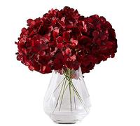 Kislohum Hydrangea Silk Flowers Heads with 10 Stems Burgundy Artificial Hydrangea Flower Head for Wedding Centerpieces Bouquets DIY Floral Decor Home Decoration