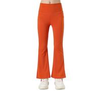 KISLOVE Girls Flared Legging High Waist Strentchy Dance Yoga Athletic Pants Kids Trousers Orange 9-10 Years
