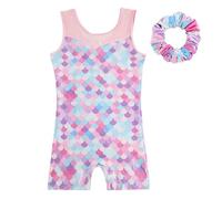 KISLOVE Girls' Gymnastics Leotards Set Sleeveless Leotards with Hairband Sparkling Ballet Dancing Unitards Gymnastics Athletic Outfit for Kids Mermaid Pink 3 Years