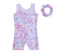KISLOVE Girls' Gymnastics Leotards Set Sleeveless Leotards with Hairband Sparkling Ballet Dancing Unitards Gymnastics Athletic Outfit for Kids Mermaid Purple 4 Years
