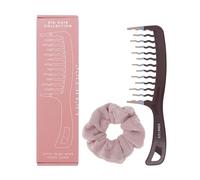 KISMETICS Big Hair Tools Extra Large Wide Tooth Comb for Thick, Curly, Wavy or Long Hair - Frizz-Free Detangling Shower Comb - Big Hair Comb and Microfiber Scrunchie