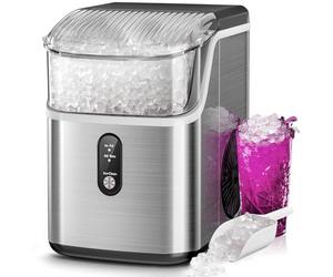 Kismile Nugget Ice Maker - Pebble Ice Machine with Chewable Ice, 35lbs/Day, One-Click Operation, Self-Cleaning