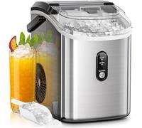 Kismile Nugget Ice Makers Countertop, 35Lbs/24H,Portable Sonic Ice Machine with Self-Cleaning/One-Click Operation for Home/Office(Stainless Steels Silver)