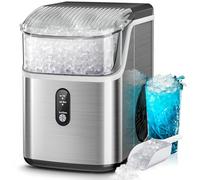 Kismile Nugget Ice Makers Countertop,Portable Ice Machine with Crushed Ice, 35lbs/Day,Self-Cleaning,One-Click Operation for Home Use(Silver)