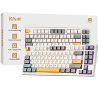 Kisnt KN85 Wireless Mechanical Keyboard, 75% Layout, Bluetooth/2.4GHz/USB-C, Custom RGB Backlit, Hot-Swappable Linear Switch, Creamy Sound for Gaming/Typing (Retro Beige)