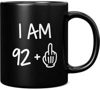 kisoyo 93rd Birthday Mug, I Am 92 + 1, Gift for 93 Year Old, Novelty Mug - Ceramic Coffee Mug Cup, Gift for Men or Women, Extra Large and Giant Mug Available, 11oz Black Mug