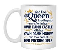 kisoyo and The Queen Lived Happily Ever After in Her Own Damn Castle Funny Ceramic Coffee Mug - 11oz