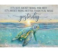 kisoyo Bathroom Vintage Metal Tin Sign Beach Wall Art Nautical Wall Decor Ocean Turtle For Bathroom Blue Seascape Conch Picture Artwork For Home Bedroom Living Room 8x12 Inch