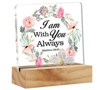 kisoyo Bible Verse I am with You Always Desk Decor Acrylic Desk Sign Inspirational Scripture Christian Acrylic Plaque Home Office Desk Shelf Decoration Gift 4x4 Inch
