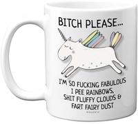 kisoyo Bitch Please I'm So Fabulous Unicorn Mug, 11oz Ceramic Dishwasher Safe Mugs, Funny Gifts for Women, Birthday Present, Tea Sets for Adults, Unicorn Gifts, Christmas, for Your Best Friend.