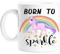 kisoyo Born to Sparkle Unicorn Mug, Coffee Mugs 11oz