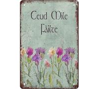 kisoyo Ceud Mile Failte Thistle Metal Tin Sign Retro Kitchen Posters Prints Funny Novelty Metal Signs For Bathroom Coffee Shop Decor Bar Man Cave Garage Coffee Bar Wall Decor Gift 12x16 Inch