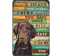 kisoyo Chocolate Labrador Metal Sign Rustic Decoration Vintage Tin Sign Home Kitchen Bar Cafe Club Cave Wall Decor Dog Tin Sign 8x12 Inch