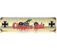 kisoyo Choppers Rule Motorcycles Biker Metal Sign Man Cave Garage Shop Barn Club 16x4 Inch
