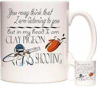 kisoyo Clay Pigeon Shooting Mug, You May Think I Am Listening to You But in My Head I Am Clay Pigeon Shooting. 11oz Ceramic Mug. Clay Pigeon Gift