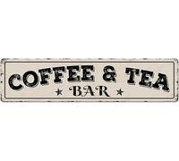 kisoyo Coffee & Tea Bar Metal Sign Decoration Home Kitchen Farmhouse Coffee Station Wall Decor Coffee Bar Funny Inspirational Poster Wall Art Decorative Plaque Coffee Lover Gift 4x16 Inch