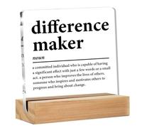 kisoyo Difference Maker Gifts for Teacher Mentor Coach Boss, Difference Maker Definition Clear Acrylic Desk Decorative Sign for Home Office, 4x4 Inch
