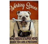 kisoyo Dog Tin Sign Mechanic Dog Working Space Who Needs A Super Hero When You Are A Mechanic Rustic Decor Vintage Sign Home Kitchen Bar Cafe Club Cave Wall Decor Metal Sign 12x16 Inch
