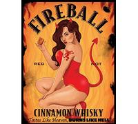 kisoyo Fireball Metal Tin Sign Wall Decor Funny Tin Signs For Home Kitchen Bar Room Wall Art Decor Vintage Retro Posters Plaque 8x12 Inch