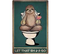 kisoyo Funny Bathroom Signs Sloth Let That Shit Go Signs, Yoga Signs, Toilet Decor, Bathroom Decor Tin Signs For House 8x12Inch