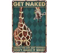kisoyo Funny Bathroom Wall Art Giraffe Get Naked Unless You are Just Visiting Vintage Funny Bathroom Decor Wall Art Coffee Bar Office Home Toilet Metal Signs Wall Decor Pictures 8x12 inch