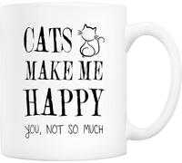 kisoyo Funny Cat Coffee Mug for Cat Lovers, Cats Make Me Happy, You Not so Much Cups, Christmas Gifts for Cat Men and Women 11 Oz