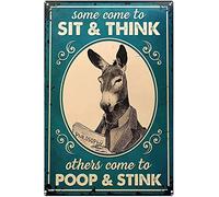 kisoyo Funny Metal Tin Signs Funny Donkey Some Come To Sit And Think Bathroom Signs, Donkey Bathroom Wall Art, Funny Bathroom Signs, Farmhouse Decor, Donkey Wall Tin Signs For Kitchen 12x16Inch