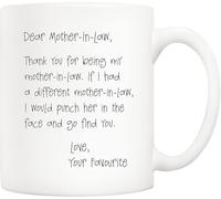 kisoyo Funny Mothers Day Gifts for Mother-in-Law, Dear Mother-in-Law, Thank You for Being My Mother-in-Law. Your Favourite Coffee Mug White 11 Oz