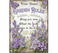 kisoyo Garden Rules Pray For Rain Plant The Seeds Lavender Plaques Tin Metal Sign, 8x12 Inches, Lavender Purple Home Garden Kitchen Decor