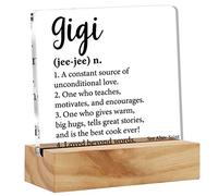kisoyo Grandma Gift Gigi Gifts for Mother's Day Birthday, Gigi Definition Desk Decor Acrylic Desk Plaque Sign With Wood Stand Home Desk Sign Keepsake Present 4x4 Inch