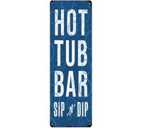 kisoyo Hot Tub Bar Sip And Dip Vintage Metal Tin Sign Art Poster Wall Decor for Swimming Pool Hot Tub Backyard Beach House Man Cave Indoor Outdoor Decorations 16x4 Inch Hanging Plaque