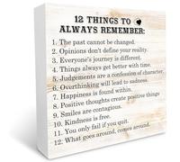 kisoyo Inspirational Sign, Wood Plaque Table Art Sign 7x7 Inch, Positive Thinking Wood Box Sign, Home Kids Room Decor, Office Classroom School Decor, 12 Things To Always Remember