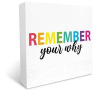 kisoyo Inspirational Wood Box Sign Remember Your Why Wooden Block Signs Motivational Quote Desk Decor for Home Office Bedroom Table Decor, Cheer Up Gifts for Women Girl Friend 7x7 Inch