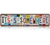 kisoyo It's 5 Oclock Somewhere Metal Tin Sign Funny Street Signs Unique Wall Decor for Home, Bar, Diner, Pub 4"x16"