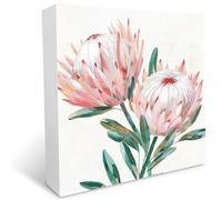 kisoyo King Protea Rustic Wood Box Sign Desk Decor Inspirational Wooden Block Sign for Home Office Desk Shelf Decoration 5x5 Inch