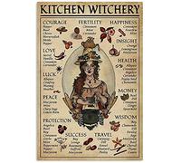 kisoyo Kitchen Witchery Witch For Vintage Poster Metal Tin Signs Iron Painting Plaque Wall Decor Bar Cat Club Novelty Funny Bathroom Toilet Paper Retro Parlor Cafe Store 8x12inch