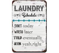 kisoyo Laundry Schedule Decor Vintage Home Decor Unique Accessories Tin Sign Cool Stuff Cute Room Decor For Bedroom Bathroom Kitchen Coffee Store Laundry Home Garage The Laundry Rules 8x12Inch