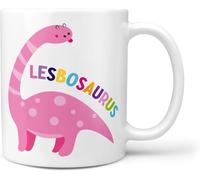 kisoyo Lesbosaurus Funny Lesbian LBGTQ Relationship Gay Same Sex Marriage Novelty 11oz Ceramic Coffee Mug Tea Cup